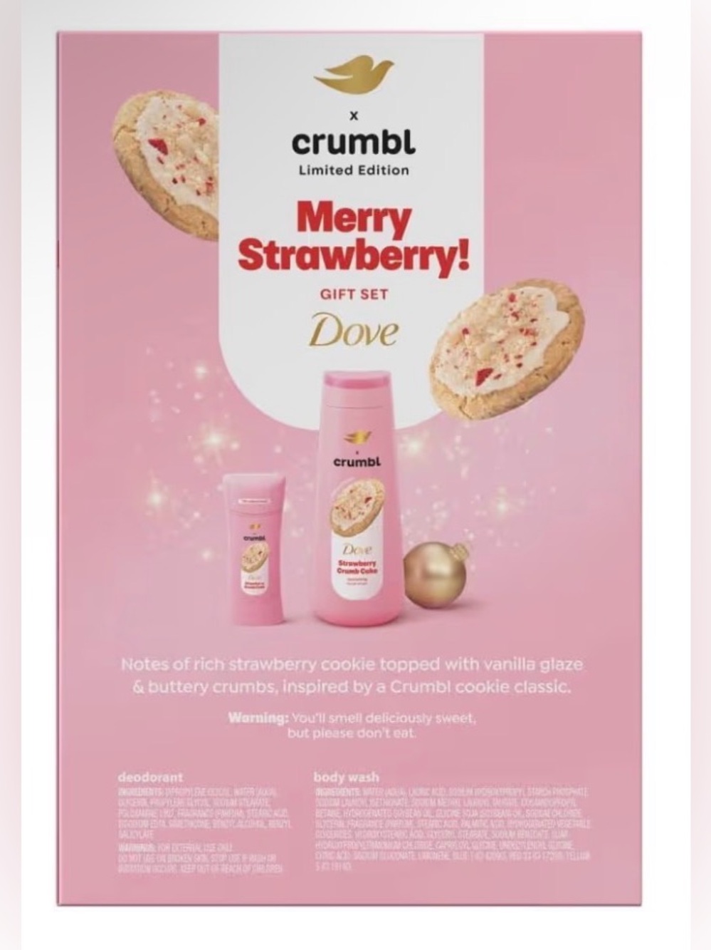 Dove x Crumbl Limited Edition Body Care Gift Set - Strawberry Crumb Cake
